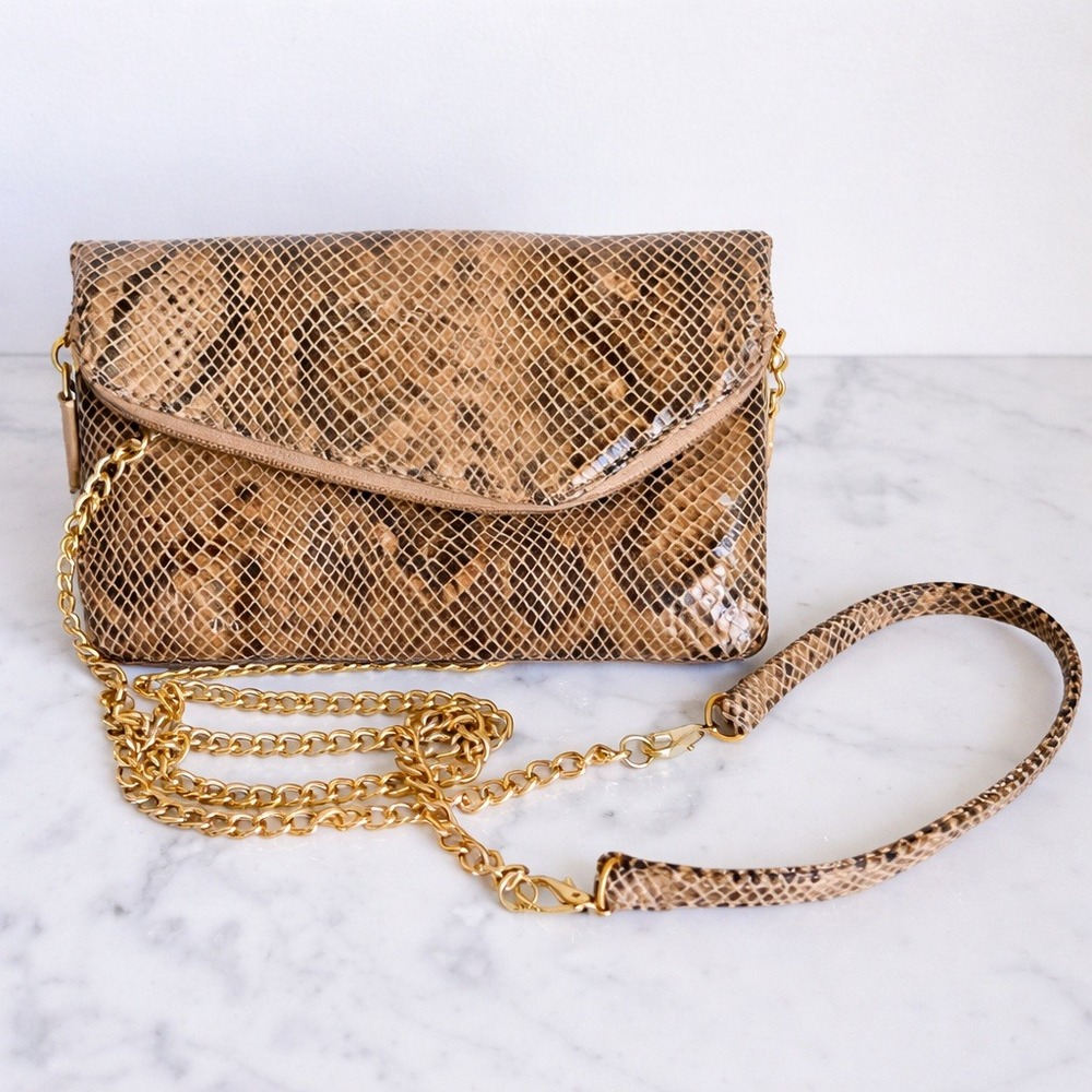 HOBO NEW Daria Leather Autumn Python Snakeskin Chain Strap Crossbody Purse